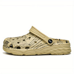 Men's Graffiti Print Lightweight Clogs Hollow Out Garden Shoes
