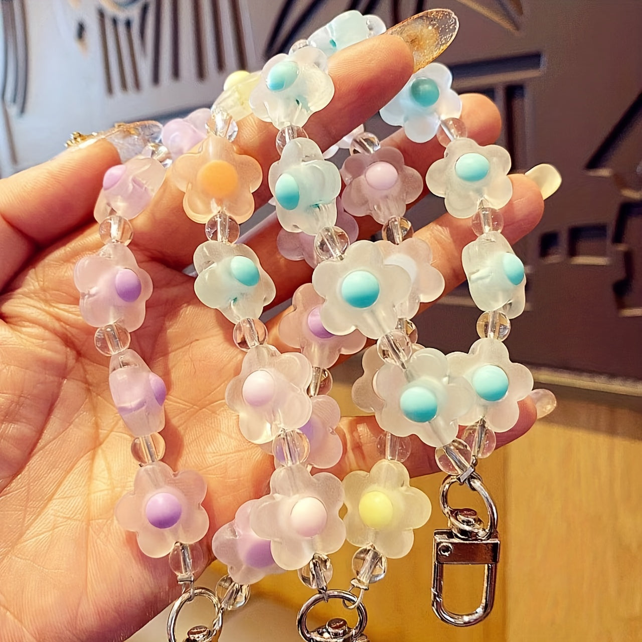 Resin Flower Keychain Candy Color Mobile Phone Pendant Girls