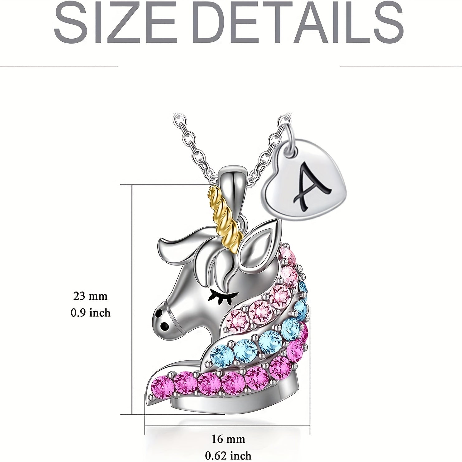 Cartoon Unicorn Letter Pendant Necklace for Girls