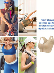 Full Coverage Open Front Sports Bra Yoga Running Activewear