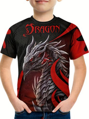 Breathable Dragon Graphic T Shirt for Boys - Summer Outdoor Wear