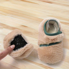 Warm Furry House Shoes For Baby Girls Non-Slip Soft Bottom Shoes