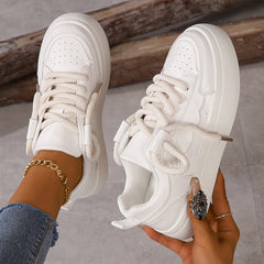 Women's Stylish Contrast Board Shoes Lightweight Sneakers Lace Up Sports Shoes
