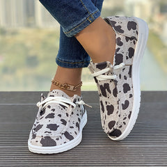 Women's Cow Spot Skate Shoes Lightweight Lace-up