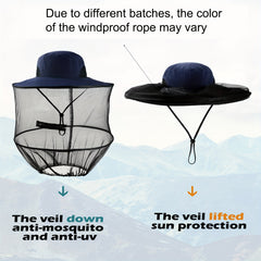 Waterproof Sun Hat with Head Net for Fishing Hiking Outdoor Activities