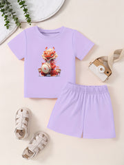 Toddler Kid 2pcs Bottoming Set Short Sleeve T shirt & Matching Shorts