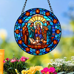 Jesus Stained Acrylic Window Sun Catcher Art Four Seasons Pendant