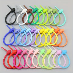 10pcs Silicon Cable Ties Reusable Candy Cable Organizer Silicone Keychain