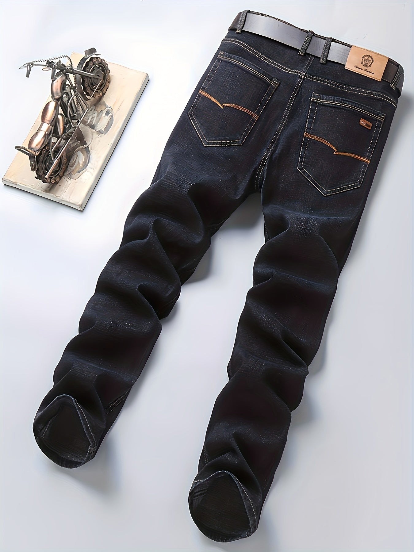 Men's Regular Straight Leg Jeans Semi-formal Stretch Denim Pants