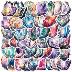 50pcs Quartz And Crystal Series Graffiti Stickers DIY Handbook Sticker Pack