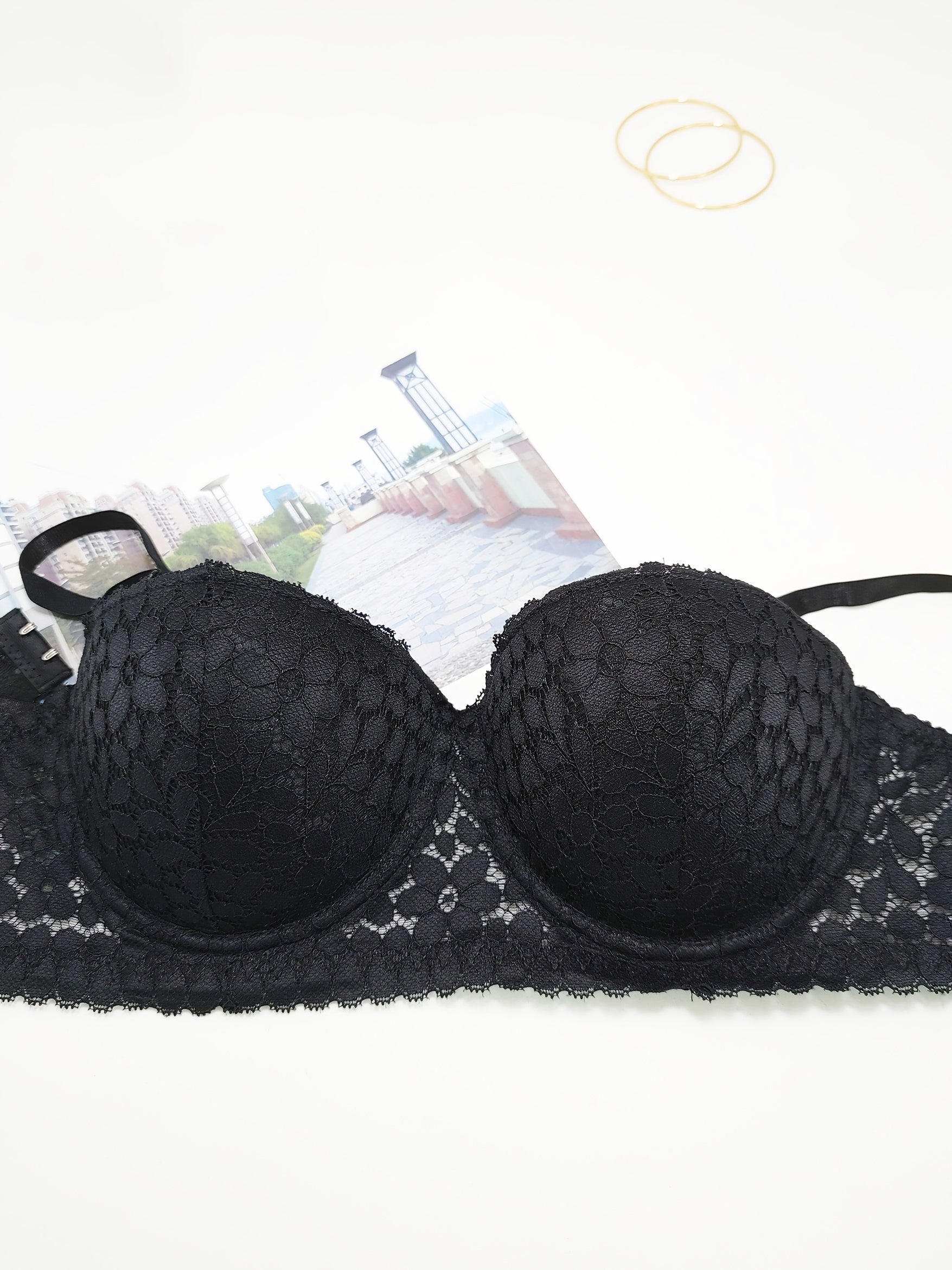Floral Lace Balconette Push Up Bra Women's Lingerie