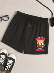 Women's Plus Raccoon & Slogan Print Pajama Shorts