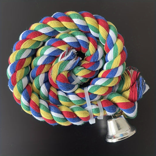 Bird Spiral Rope Habitat Parrot Spiral Ladder Cage Accessories with Bells