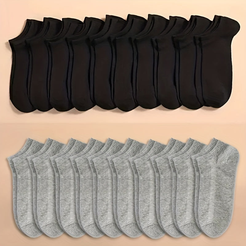 10 20 40 Pairs Unisex Solid Ankle Socks Soft & Lightweight Stockings Hosiery