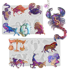 Zodiac Resin Molds 12 Constellation Animals Keychain Silicone Mold DIY Jewel