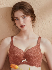 Women's Lace Soft Steel Ring Full Cup Bras Breathable Mesh Anti sag Bra
