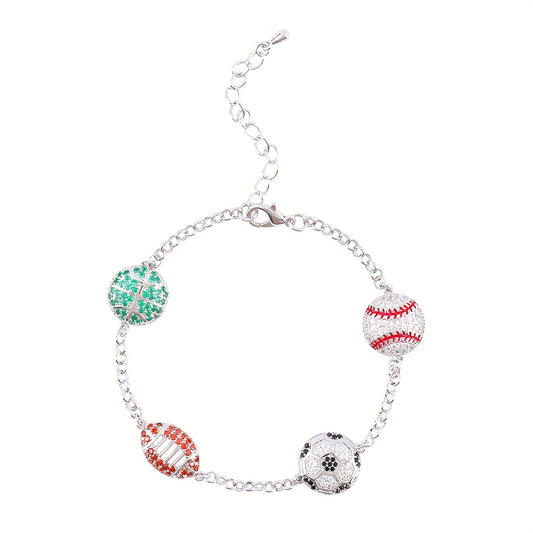 Sparkling Rhinestone Ball Charm Bracelet for Women