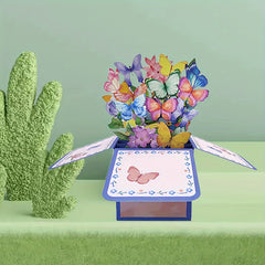 Colorful Butterfly 3D Pop-up Stereo Box Greeting Card for Thanksgiving Birthday