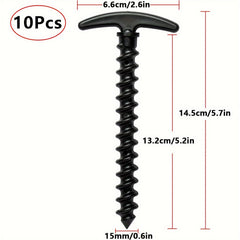 10pcs Tent Stakes Ground Anchors Pegs 14 T Shape Spiral Stakes Camping