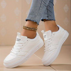 Versatile Faux Leather Skate Shoes Non Slip Sneakers