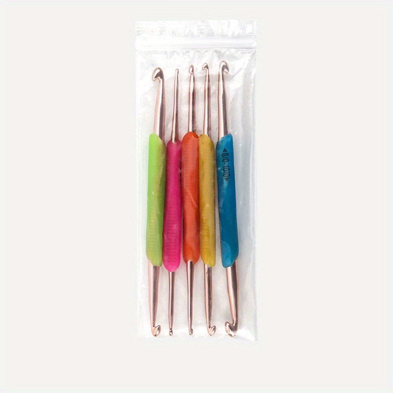 5pcs TPR Double Head Crochet Wool Knitting Tools Diy Metal Sweater Crochet