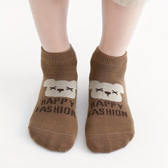 5 Pairs Kids Socks for Spring/Autumn - Girls Cartoon Bear Short Socks