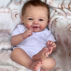 Realistic Reborn Youngsters Doll Smiling Face Rooted Hair Soft Body