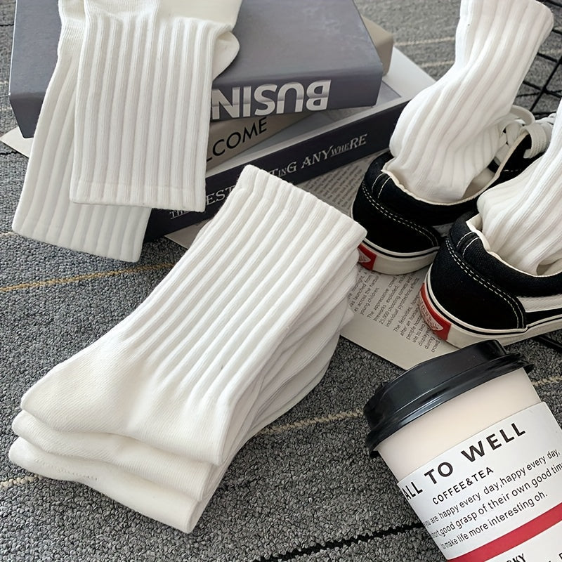 5 Pairs Comfy & Breathable Solid Socks for Women