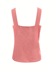Colorblock Ruched Crew Neck Tank Top Sleeveless Top