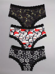 3 Pack Plus Size Christmas Gothic Panties Set Women's Plus Christmas