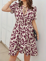 Painting Print Knot Front Dress Women's Plus Dress