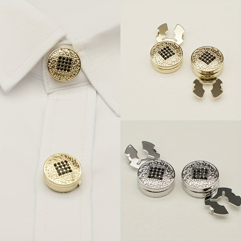 2pcs Rhinestone Button Covers Minimalist Pattern Fashion Accessories