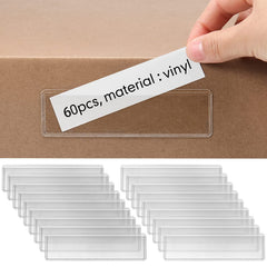 60pcs Clear Label Holders Adhesive Shelf Tag Pockets for Bookshelf