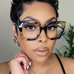 Women Oversized Square Cat Eye Glasses Vintage Retro Eyeglasses