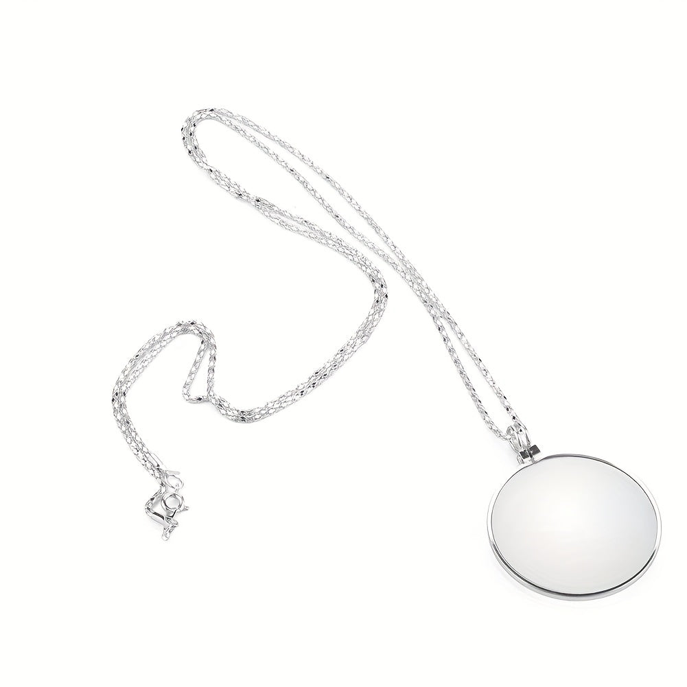 5x Magnifying Glass Necklace Pendant, 1.7in Lens, Ideal Gift