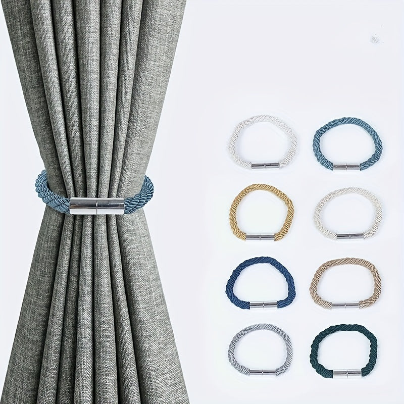 2pcs Plastic Curtain Rope w/ Magnetic Buckle for Home Decor