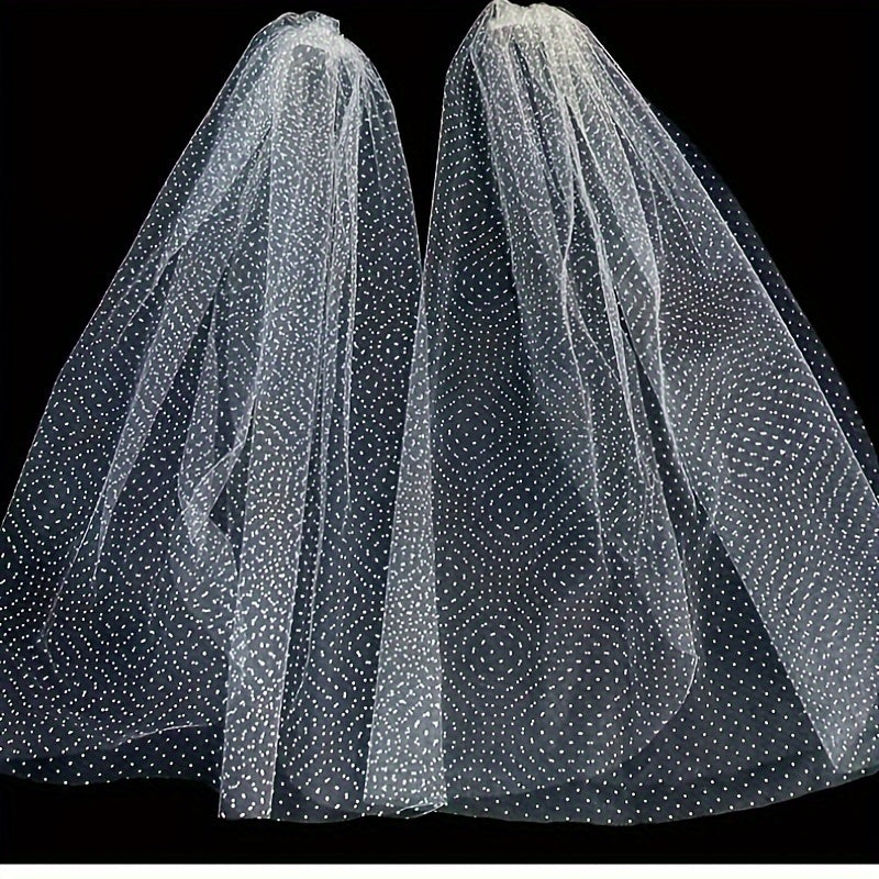 Wedding Veil Tulle with Flocked Polka Dots Hair Accessory