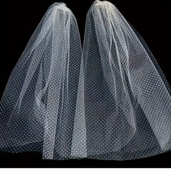 Wedding Veil Tulle with Flocked Polka Dots Hair Accessory