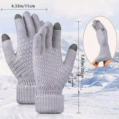 Winter Thermal Knit Gloves Touch Screen Windproof Warm Thick Full Finger Gloves