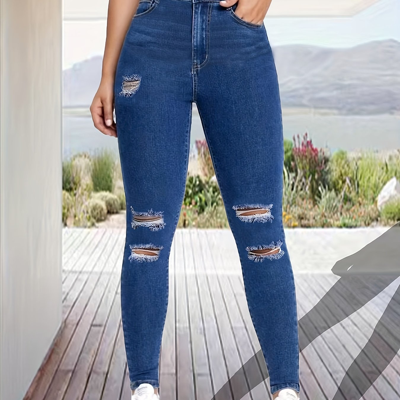High Waist Ripped Skinny Fit Jeans