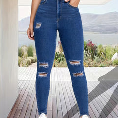 High Waist Ripped Skinny Fit Jeans