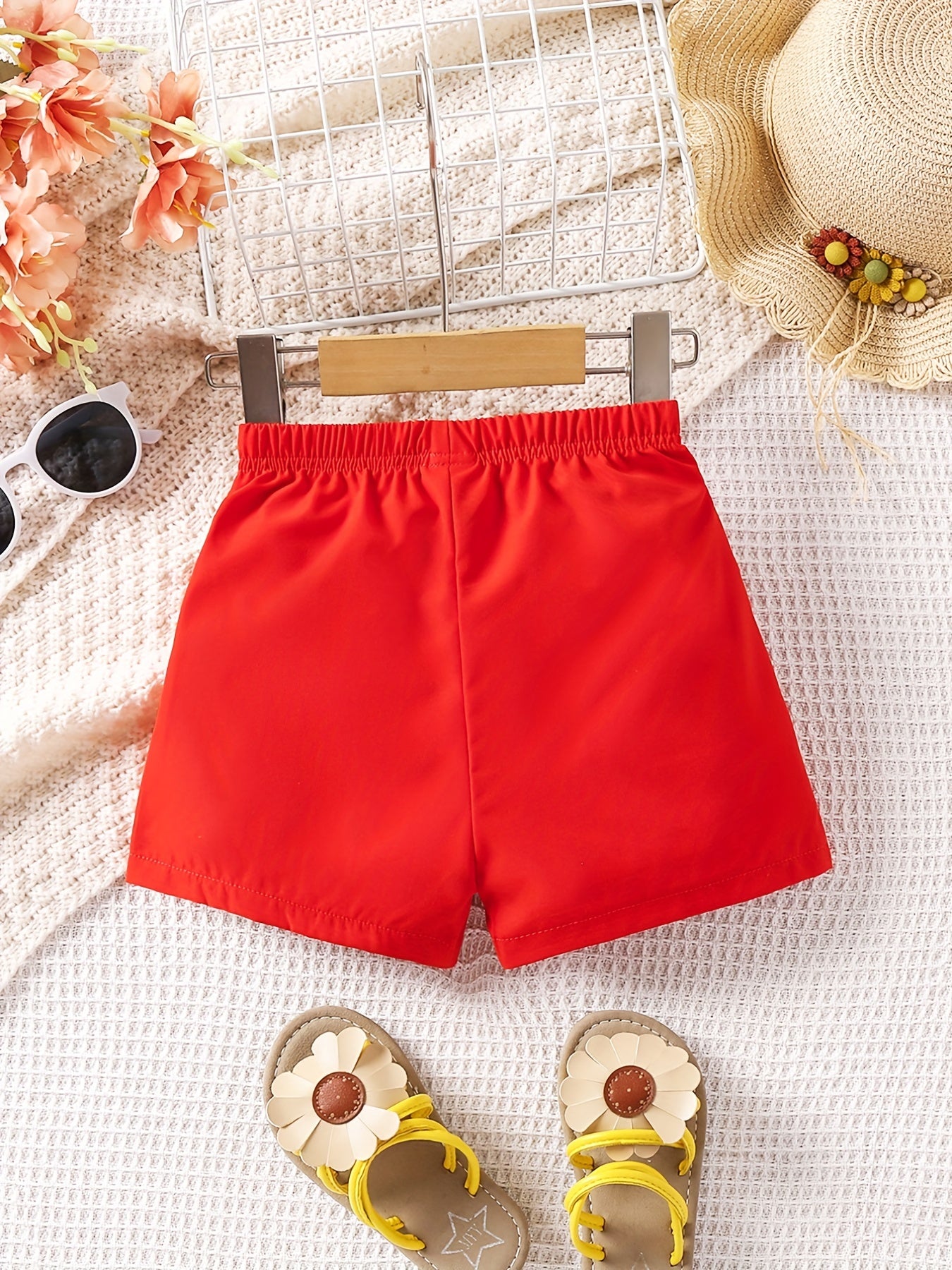 Toddler Girls Button Elastic Waist Casual Shorts Kids Summer Clothes
