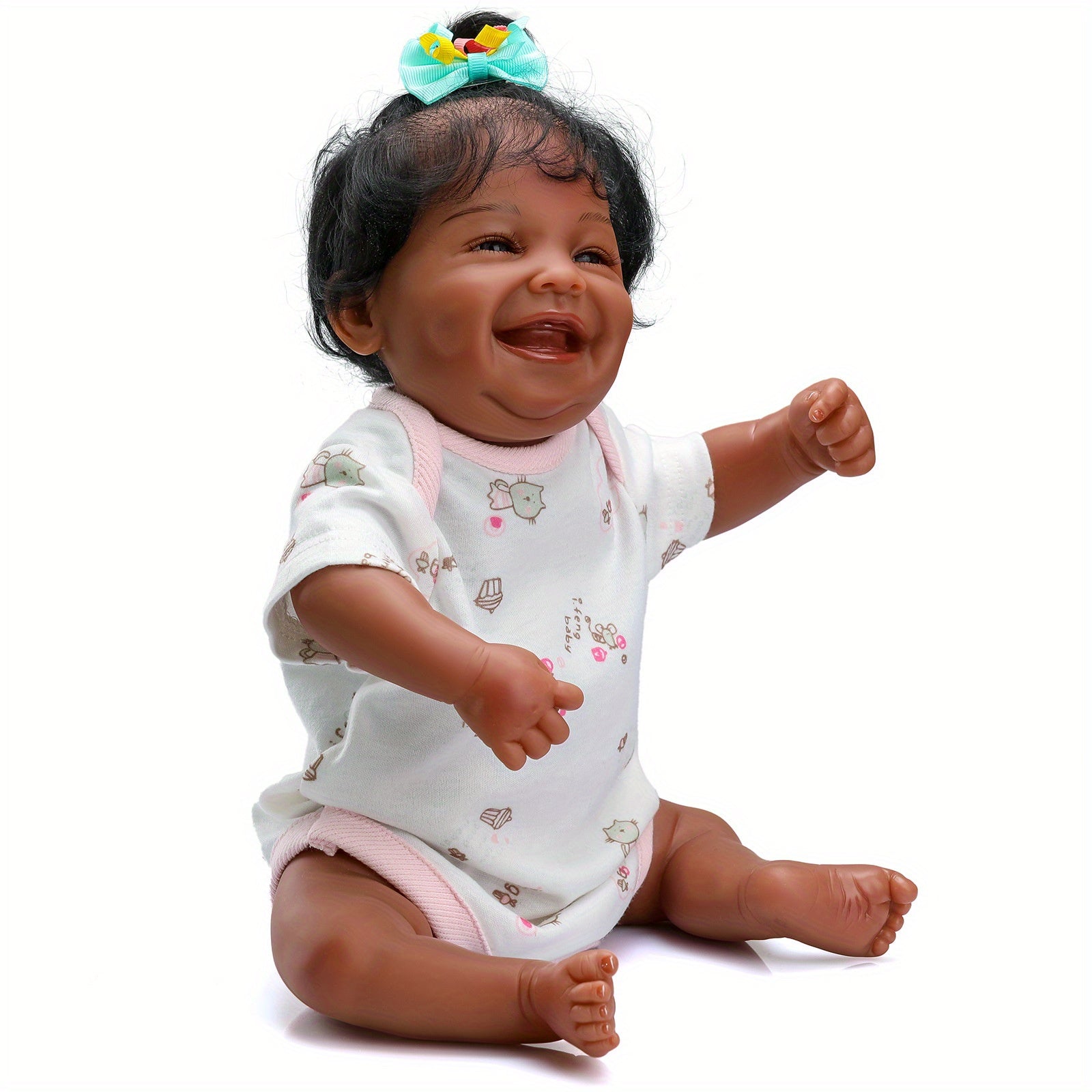 Adorable African American Baby Doll Soft Silicone Vinyl Waterproof Bath Toy
