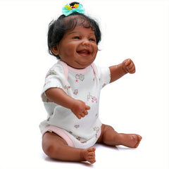 Adorable African American Baby Doll Soft Silicone Vinyl Waterproof Bath Toy