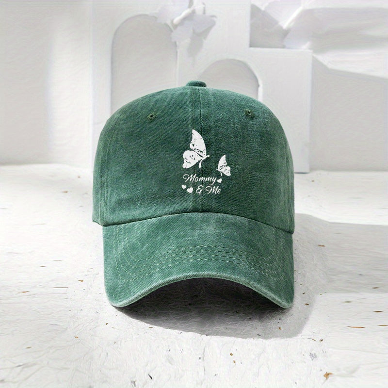 Vintage Butterfly Print Baseball Cap Distressed Sunshade Hat