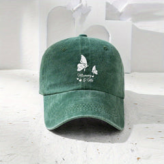 Vintage Butterfly Print Baseball Cap Distressed Sunshade Hat