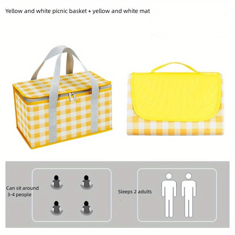 2pcs Sandproof Beach Mat & Picnic Storage Bag Set Waterproof