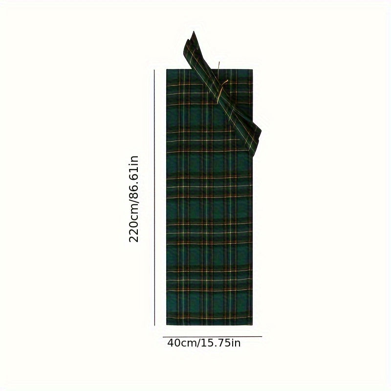 Christmas Green Yellow Plaid Table Runner Home Restaurant Hotel Mat