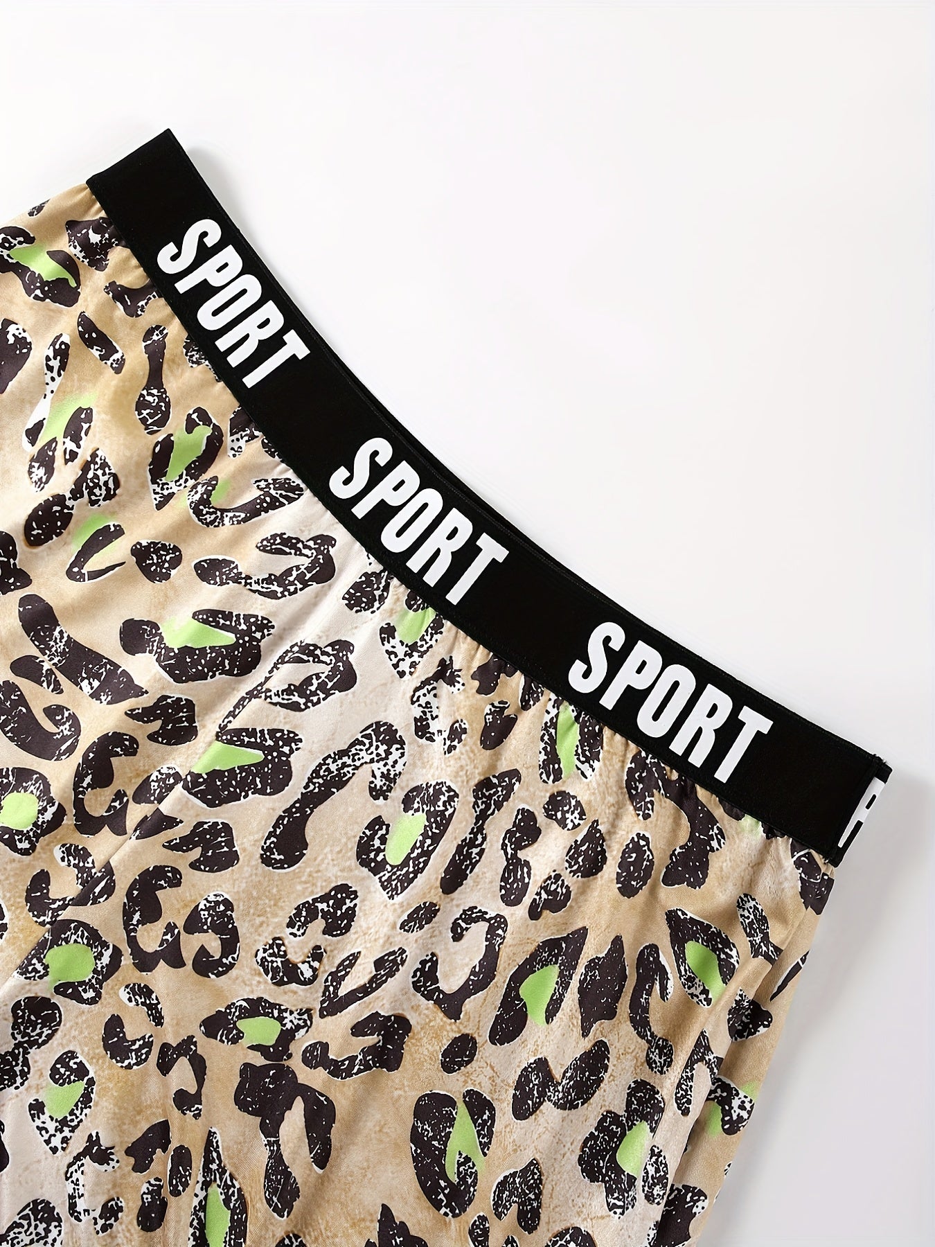 Plus Size Leopard Print Sports Bra & Boy Shorts Set
