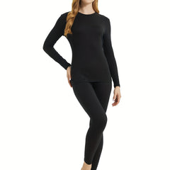 Women's Thermal Underwear Set Crew Neck Tops & Pants Loungewear